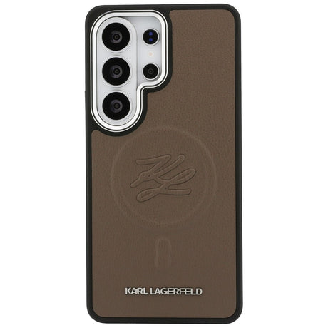 Husa de protectie Karl Lagerfeld Leather with Initial Logo Debossed MagSafe (KLHMS26LPGFKLRDW) compatibil cu Samsung Galaxy S26 Ultra, Maro