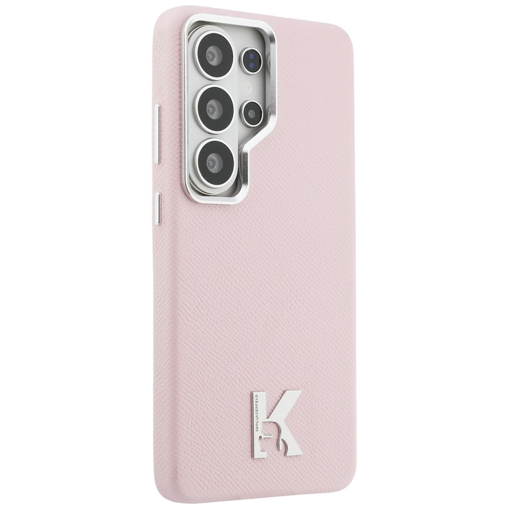 Husa de protectie Karl Lagerfeld Wrapped Grained Leather with K Head Logo MagSafe (KLHMS26L5PGFKHGP) compatibil cu Samsung Galaxy S26 Ultra, Roz