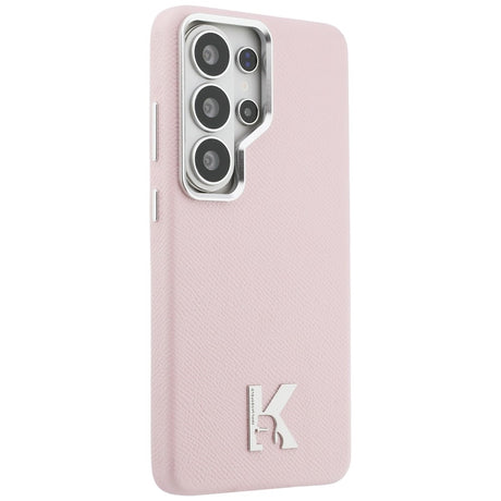 Husa de protectie Karl Lagerfeld Wrapped Grained Leather with K Head Logo MagSafe (KLHMS26L5PGFKHGP) compatibil cu Samsung Galaxy S26 Ultra, Roz