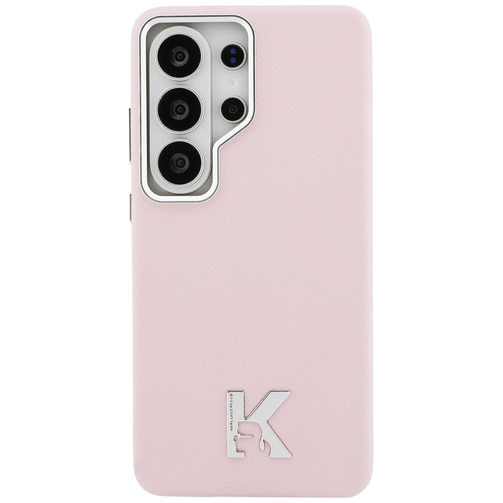 Husa de protectie Karl Lagerfeld Wrapped Grained Leather with K Head Logo MagSafe (KLHMS26L5PGFKHGP) compatibil cu Samsung Galaxy S26 Ultra, Roz