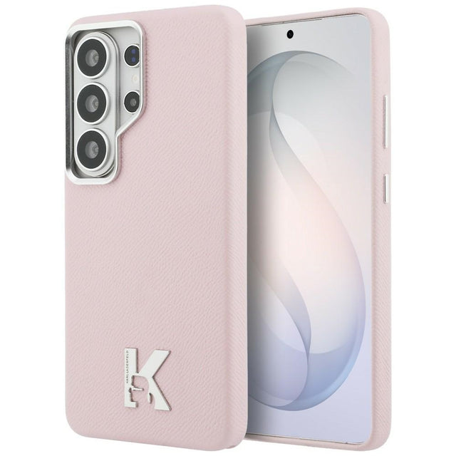 Husa de protectie Karl Lagerfeld Wrapped Grained Leather with K Head Logo MagSafe (KLHMS26L5PGFKHGP) compatibil cu Samsung Galaxy S26 Ultra, Roz