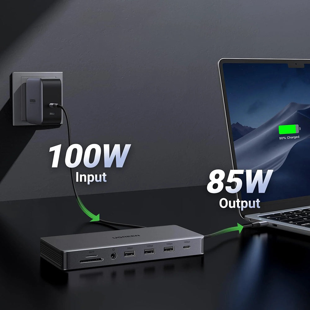Hub Ugreen CM681 (15978), USB-C 2x HDMI 4x USB DP RJ45, PD100W 10Gbps, Gri