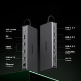 Hub Ugreen CM681 (15978), USB-C 2x HDMI 4x USB DP RJ45, PD100W 10Gbps, Gri