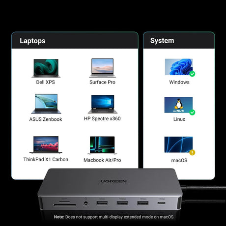 Hub Ugreen CM681 (15978), USB-C 2x HDMI 4x USB DP RJ45, PD100W 10Gbps, Gri