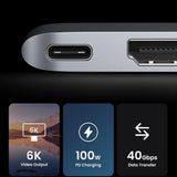 Hub Ugreen CM380 (80856), 2x USB-C, HDMI 4K 40Gbps, Gri