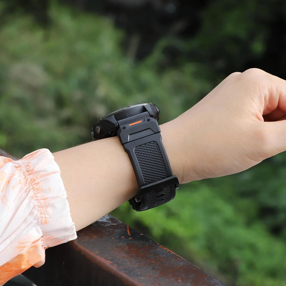 Curea smartwatch Techsuit Watchband QuickFit 22mm compatibil cu Garmin Fenix 5/6/7, Negru