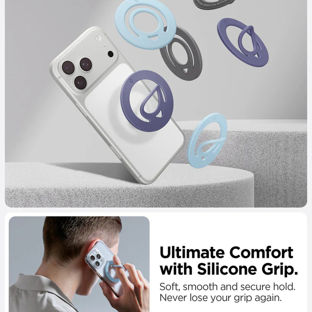 Suport Spigen Phone Ring Dual Pop MagSafe (AMP11369), with Flexible Finger Loop Grip, Dual Magnetic, Silicone, Violet