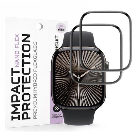 Accesoriu smartwatch Techsuit Nano Flex (set de 2) compatibil cu Apple Watch 10 42mm / 11 42mm, Negru