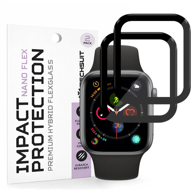 Accesoriu smartwatch Techsuit Nano Flex (set de 2) compatibil cu Apple Watch 4 / 5 /6 / SE / SE 2 / SE 3 40mm, Negru