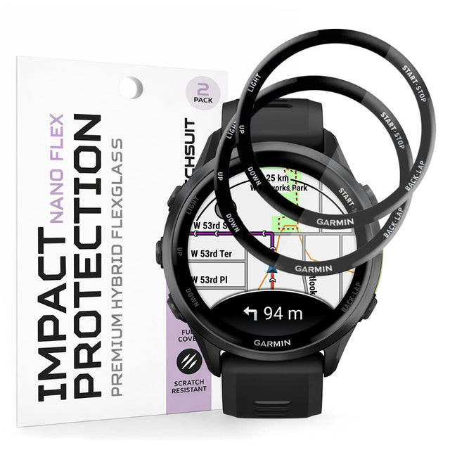 Accesoriu smartwatch Techsuit Nano Flex (set de 2) compatibil cu Garmin Forerunner 970 / Forerunner 570 47mm, Negru