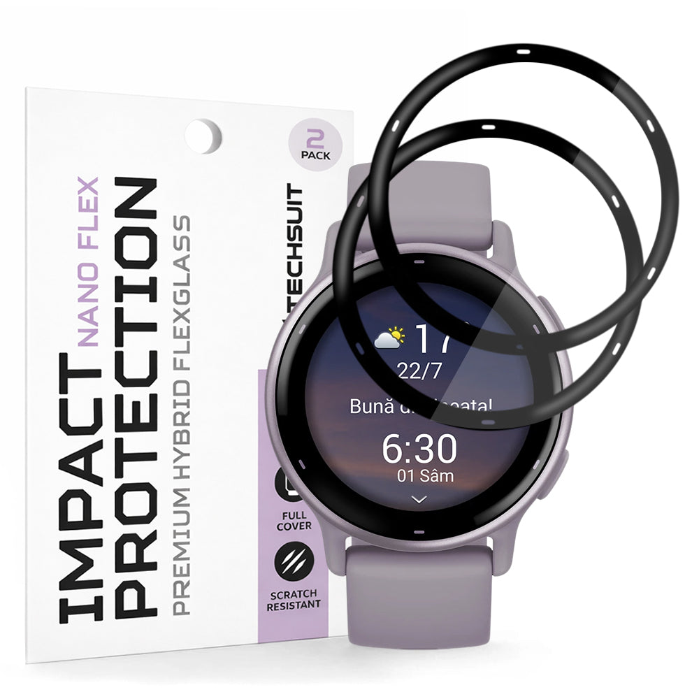 Accesoriu smartwatch Techsuit Nano Flex (set de 2) compatibil cu Garmin vivoactive 5, Negru