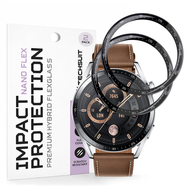 Accesoriu smartwatch Techsuit Nano Flex (set de 2) compatibil cu Huawei Watch GT 3 46mm, Negru