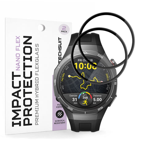 Accesoriu smartwatch Techsuit Nano Flex (set de 2) compatibil cu Huawei Watch GT 5 Pro 46mm, Negru