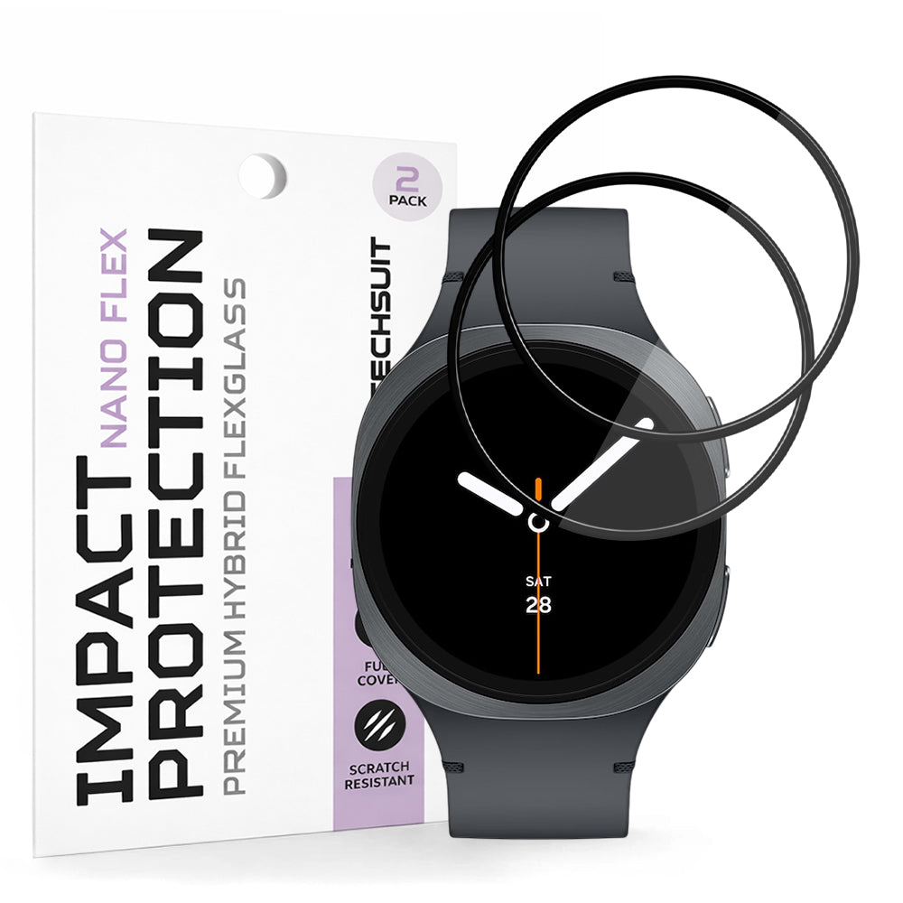 Accesoriu smartwatch Techsuit Nano Flex (set de 2) compatibil cu Samsung Galaxy Watch8 40mm, Negru