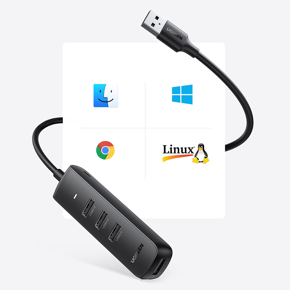 Hub Ugreen CM416 (10915), USB 3.0 la 4x USB-A Type-C, 5Gbps, Negru