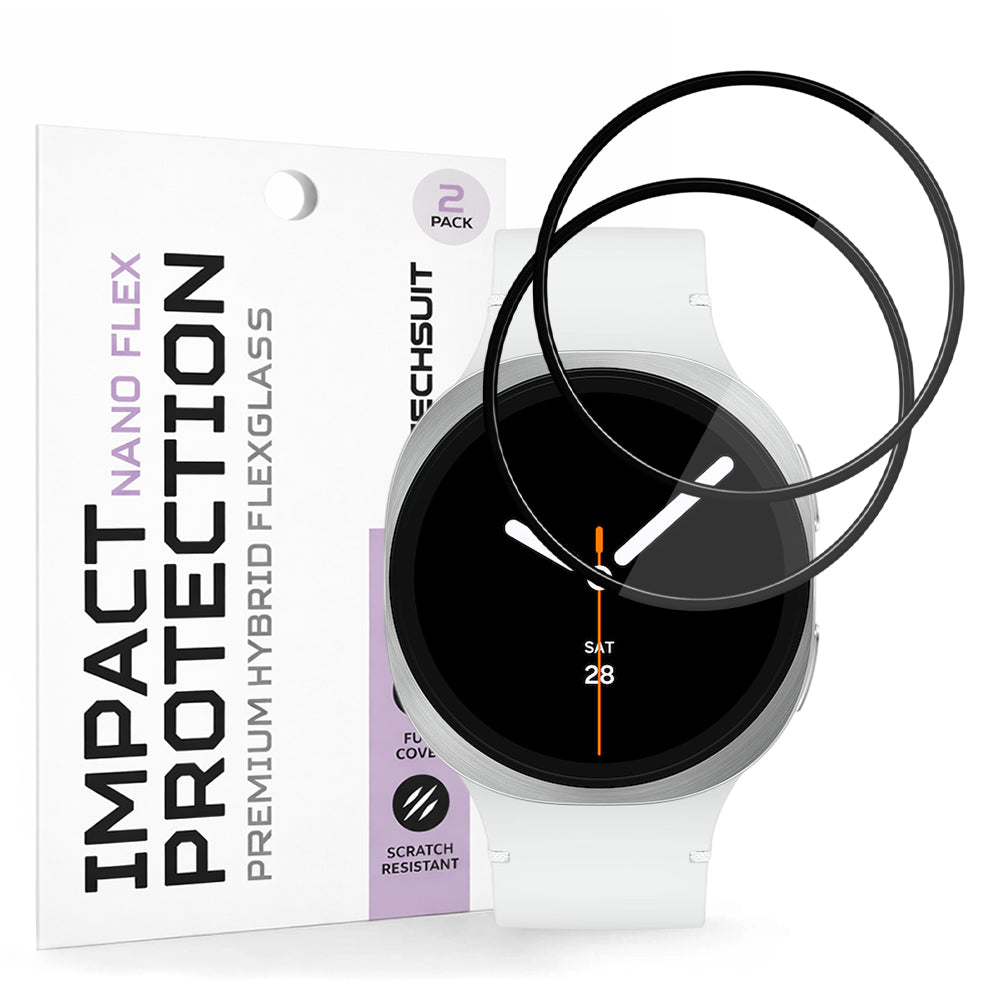 Accesoriu smartwatch Techsuit Nano Flex (set de 2) compatibil cu Samsung Galaxy Watch8 44mm, Negru