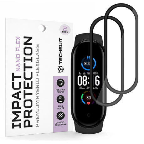 Accesoriu smartwatch Techsuit Nano Flex (set de 2) compatibil cu Xiaomi Mi Band 5 / 6 / 6 NFC, Negru