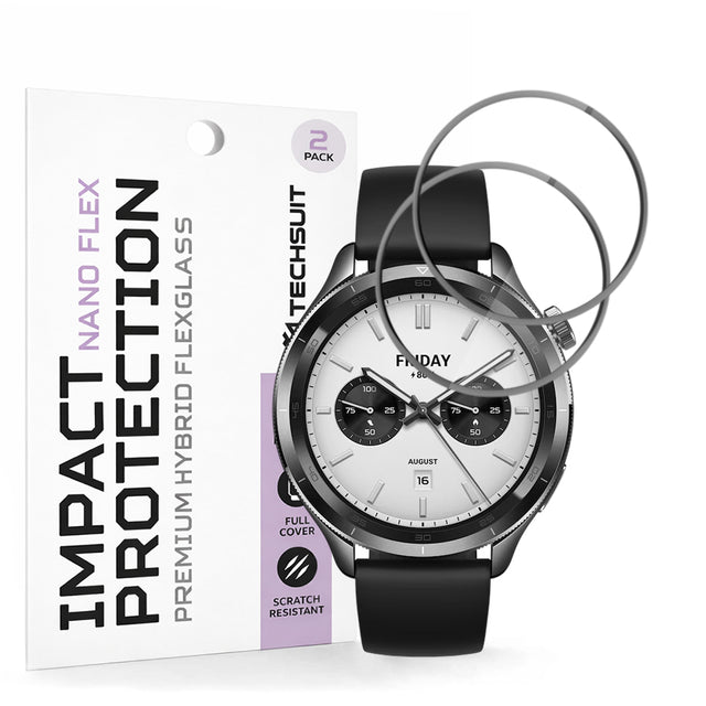 Accesoriu smartwatch Techsuit Nano Flex (set de 2) compatibil cu Xiaomi Watch S4, Negru