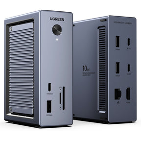 Hub/Dock Ugreen 10in1 Docking Station CM923 (55735), 3x Type-C, 3x USB, SD/TF, RJ45, M.2 NVMe, HDMI, PD100W, 4K@60Hz, 10Gbps, Gri