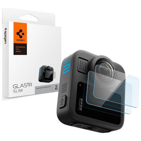 Folie de protectie Spigen (set de 2) Glas.tR Slim, Back Screen (AGL11230) compatibil cu GoPro MAX 2, Transparent