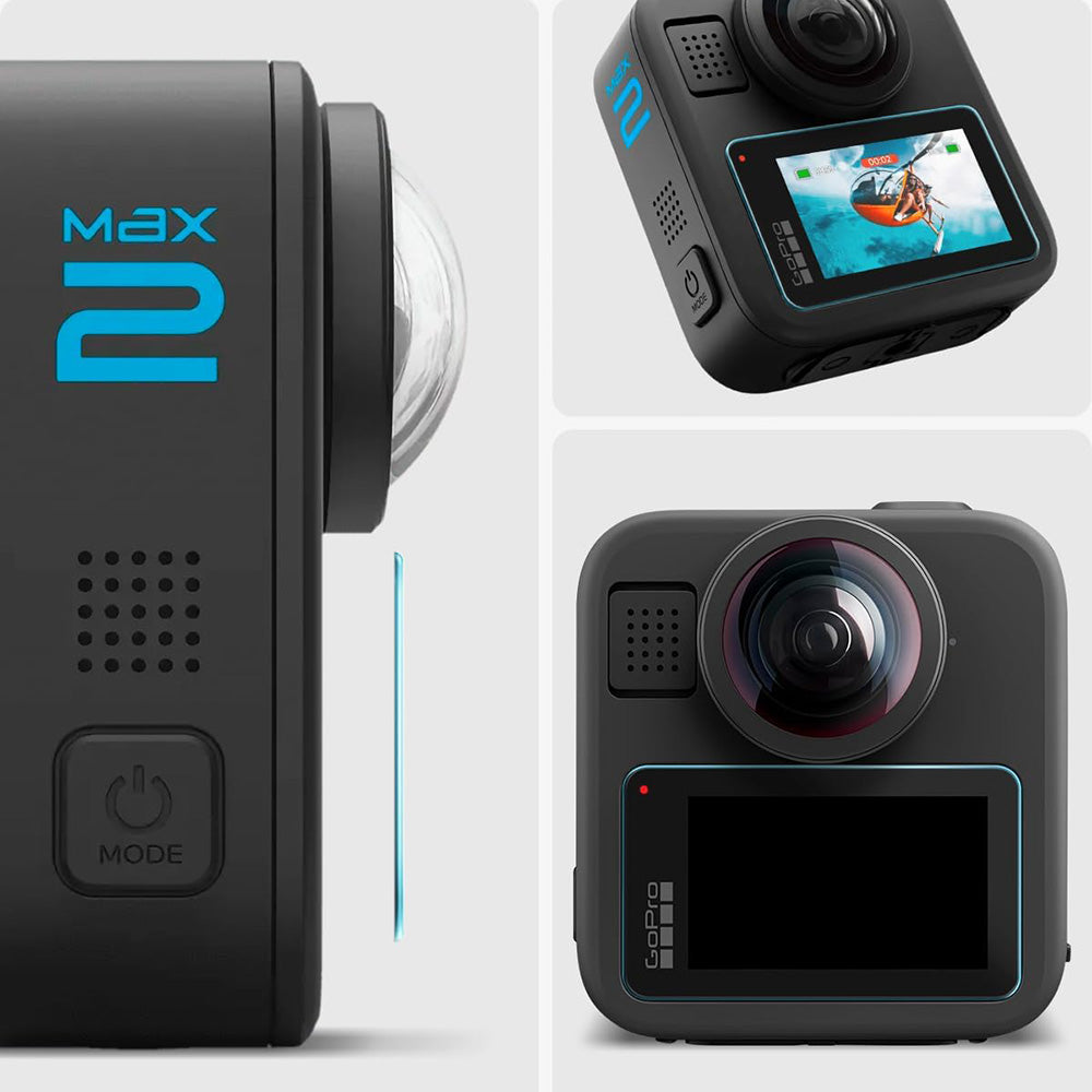 Folie de protectie Spigen (set de 2) Glas.tR Slim, Back Screen (AGL11230) compatibil cu GoPro MAX 2, Transparent