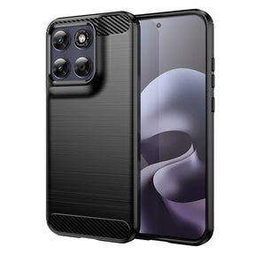 Husa de protectie Techsuit Carbon Silicone compatibil cu Motorola Moto G77 / G67, Negru