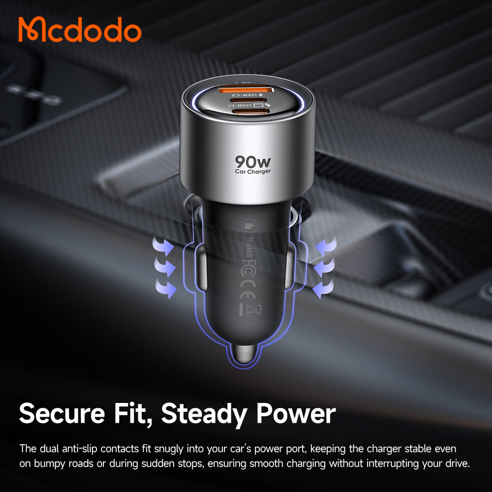 Incarcator Mcdodo (CC-3110), 2x USB-C / USB, 90W, 12-24V, Negru