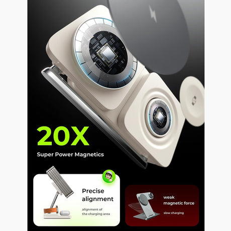 Suport Birou Lisen YL0223110006, Incarcare Wireless 15W, Pliabil, Alb