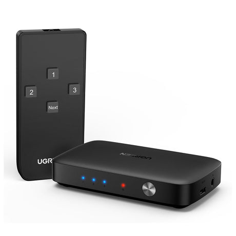 Adaptor Ugreen KVM Switch CM332 (80125), 3x HDMI, 4K@30Hz, 1x Micro USB, RGB Video, 8-channel LPCM, Negru