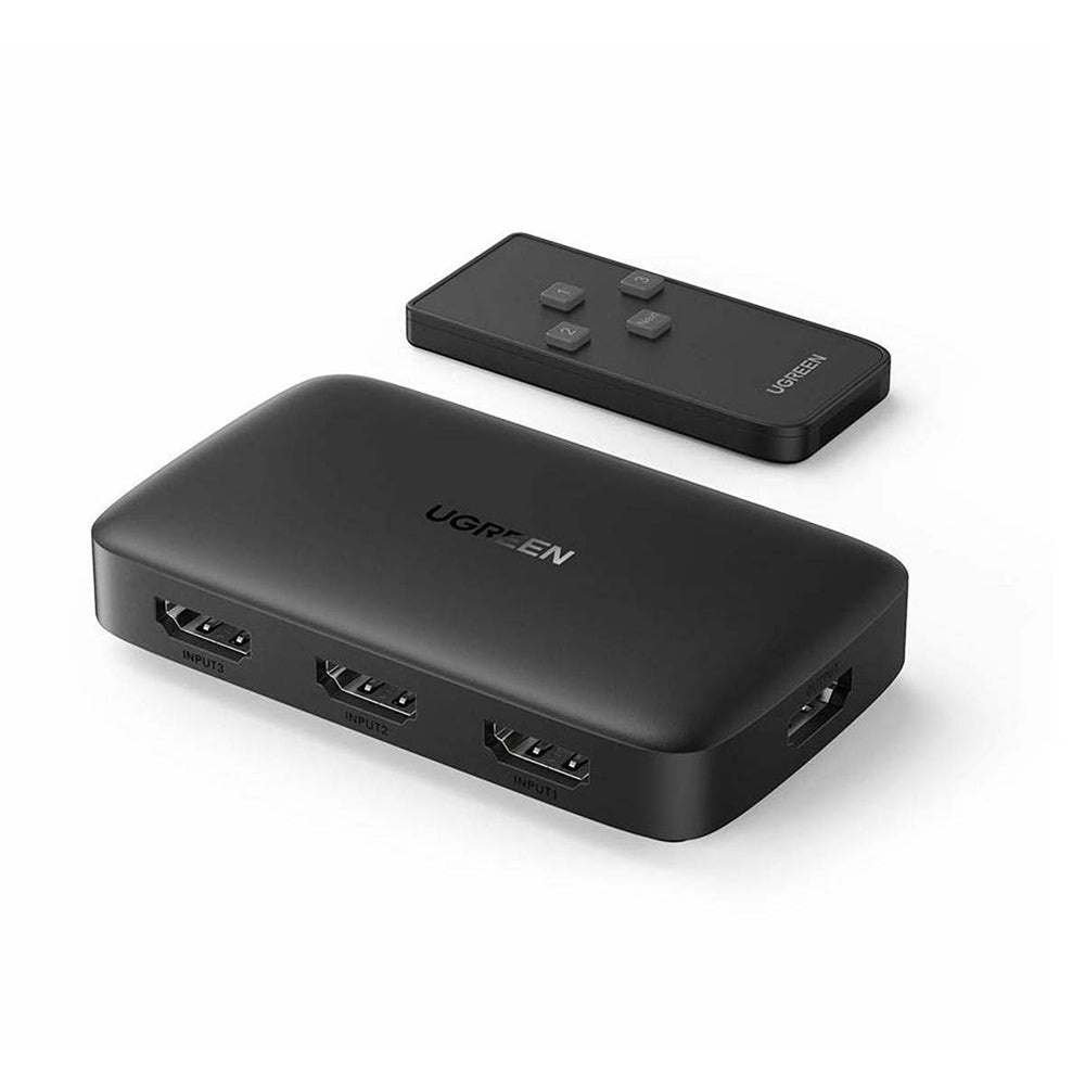 Adaptor Ugreen KVM Switch CM332 (80125), 3x HDMI, 4K@30Hz, 1x Micro USB, RGB Video, 8-channel LPCM, Negru