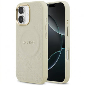 Husa de protectie Guess Peony Hot Stamp MagSafe (GUHMP17SPSAMSECE) compatibil cu iPhone 17, Bej