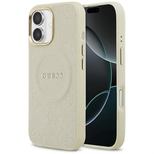 Husa de protectie Guess Peony Hot Stamp MagSafe (GUHMP17SPSAMSECE) compatibil cu iPhone 17, Bej