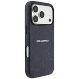 Husa de protectie Karl Lagerfeld Leather KL Monogram Logo MagSafe (KLHMP17X5PGKLMCB) compatibil cu iPhone 17 Pro Max, Albastru