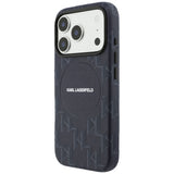 Husa de protectie Karl Lagerfeld Leather KL Monogram Logo MagSafe (KLHMP17L5PGKLMCB) compatibil cu iPhone 17 Pro, Albastru