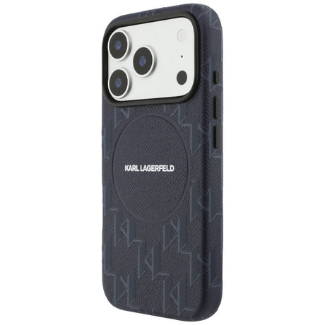 Husa de protectie Karl Lagerfeld Leather KL Monogram Logo MagSafe (KLHMP17L5PGKLMCB) compatibil cu iPhone 17 Pro, Albastru