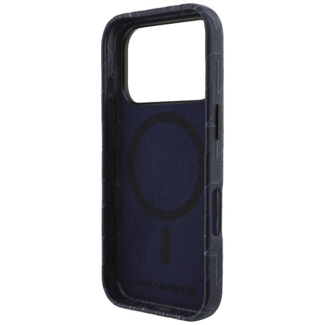 Husa de protectie Karl Lagerfeld Leather KL Monogram Logo MagSafe (KLHMP17L5PGKLMCB) compatibil cu iPhone 17 Pro, Albastru