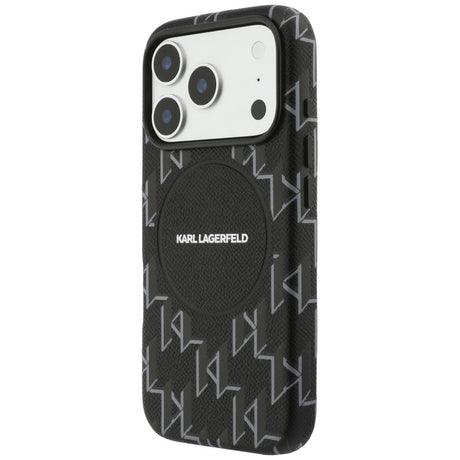 Husa de protectie Karl Lagerfeld Leather KL Monogram Logo MagSafe (KLHMP17L5PGKLMCK) compatibil cu iPhone 17 Pro, Negru
