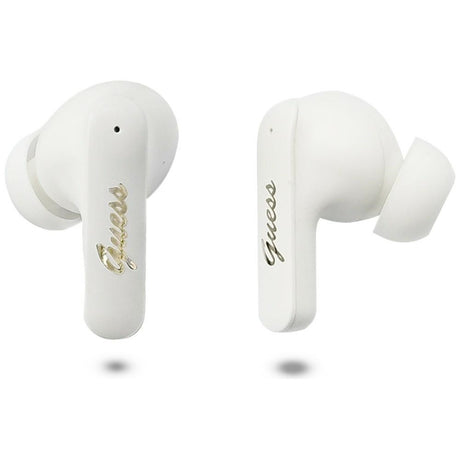 Casti Guess Script Metal Logo (GUTWSX45PGSH), Bluetooth V5.4, TWS, with Microphone, Type-C, 400mAh, Alb