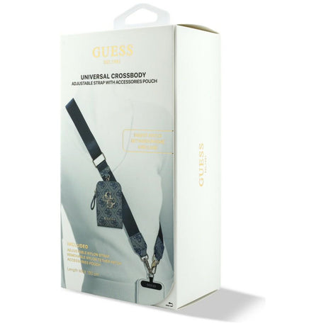 Suport Guess Universal Strap 4G Metal Logo (GUUCNKP4DGMB), with Small Purse for Accesories, Adjustable, Eco Leather, Albastru