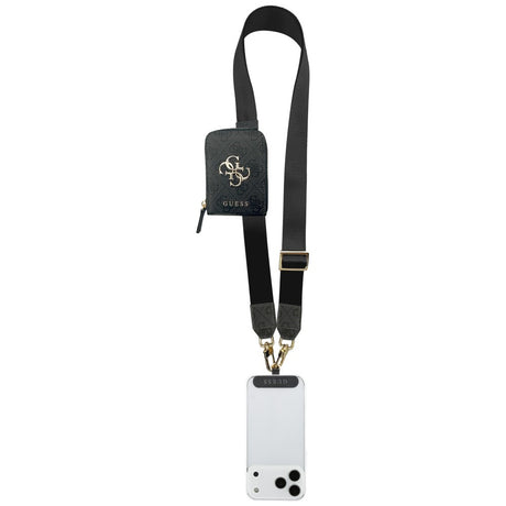 Suport Guess Universal Strap 4G Metal Logo (GUUCNKP4DGMK), with Small Purse for Accesories, Adjustable, Eco Leather, Negru