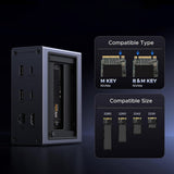 Hub/Dock Ugreen 10in1 Docking Station CM923 (55735), 3x Type-C, 3x USB, SD/TF, RJ45, M.2 NVMe, HDMI, PD100W, 4K@60Hz, 10Gbps, Gri