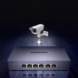 Switch 4x Gigabit PoE, 2x Gigabit, 60W, 1000Mbps, Plug & Play - Ugreen CM741 (35371EU) - Grey
