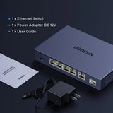 Adaptor Ugreen Ethernet Switch (35048EU), 5x 2.5Gbps RJ45 / 1x 10Gbps SPF+, Gri