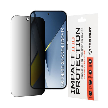 Folie de protectie Techsuit 111D Privacy Full Glue compatibil cu Xiaomi Poco F8 Ultra, Negru