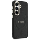 Husa de protectie Guess Saffiano Peony Embossed Ring MagSafe (GUHMS26MPSAMSECK) compatibil cu Samsung Galaxy S26 Plus, Negru