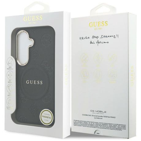 Husa de protectie Guess Saffiano Peony Embossed Ring MagSafe (GUHMS26MPSAMSECK) compatibil cu Samsung Galaxy S26 Plus, Negru
