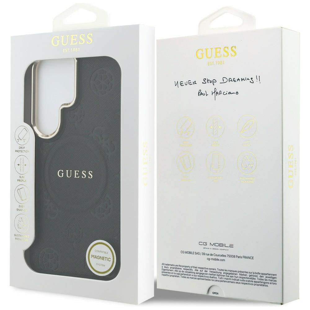 Husa de protectie Guess Saffiano Peony Embossed Ring MagSafe (GUHMS26LPSAMSECK) compatibil cu Samsung Galaxy S26 Ultra, Negru