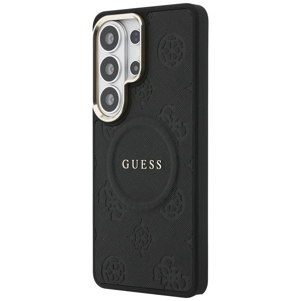 Husa de protectie Guess Saffiano Peony Embossed Ring MagSafe (GUHMS26LPSAMSECK) compatibil cu Samsung Galaxy S26 Ultra, Negru