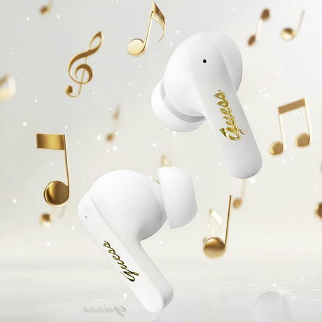 Casti Guess Script Metal Logo (GUTWSX45PGSK), Bluetooth V5.4, TWS, with Microphone, Type-C, 400mAh, Negru