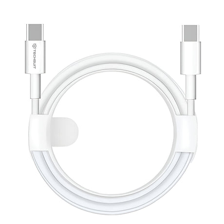 Cablu Techsuit (PCB130), Type-C to Type-C, Fast Charging, 60W, 480Mbps, Aluminum Alloy, 1m, Alb